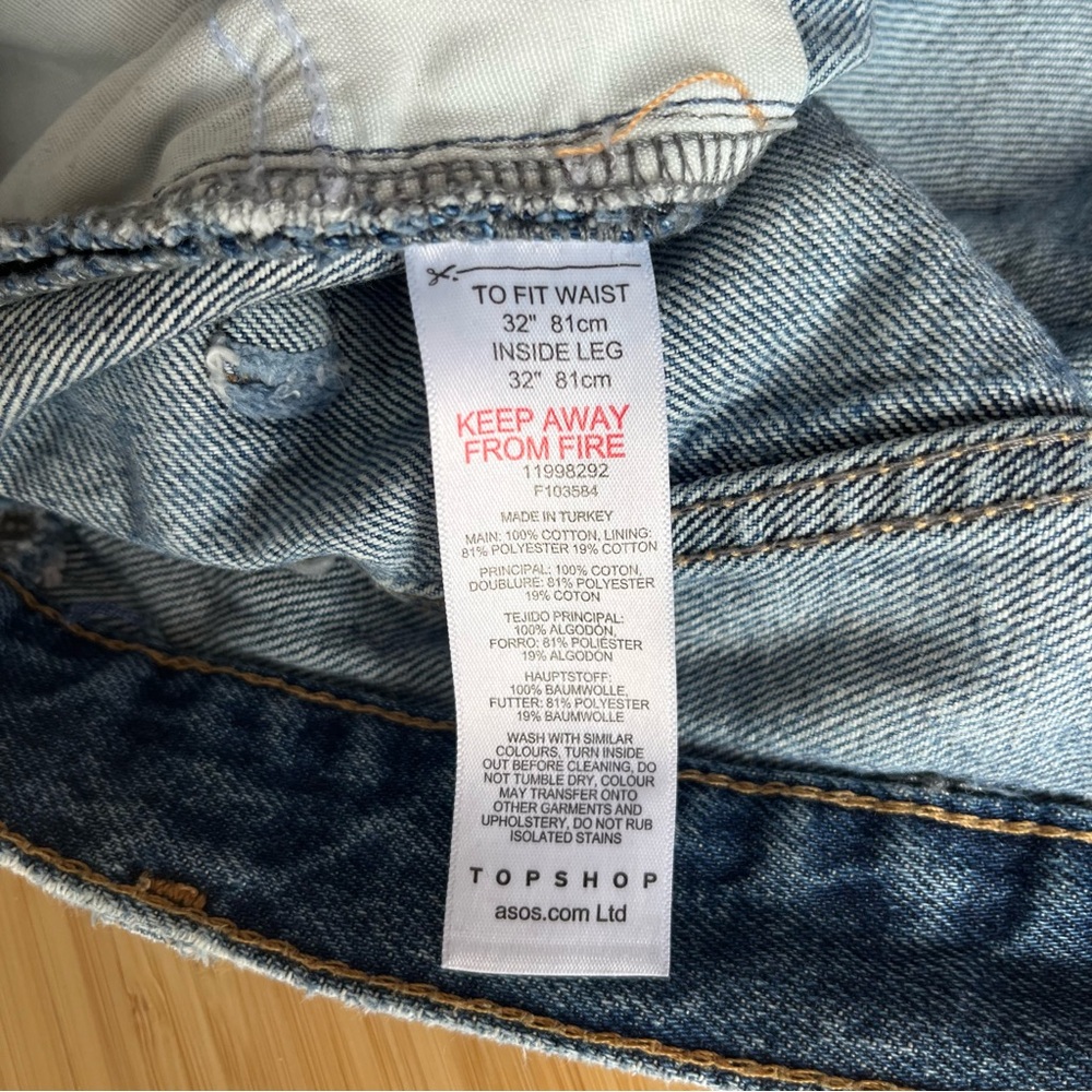 💗MUST GO free ship! Topshop Editor Ripped Straight Leg Jeans Mid Blue - Picture 6 of 9